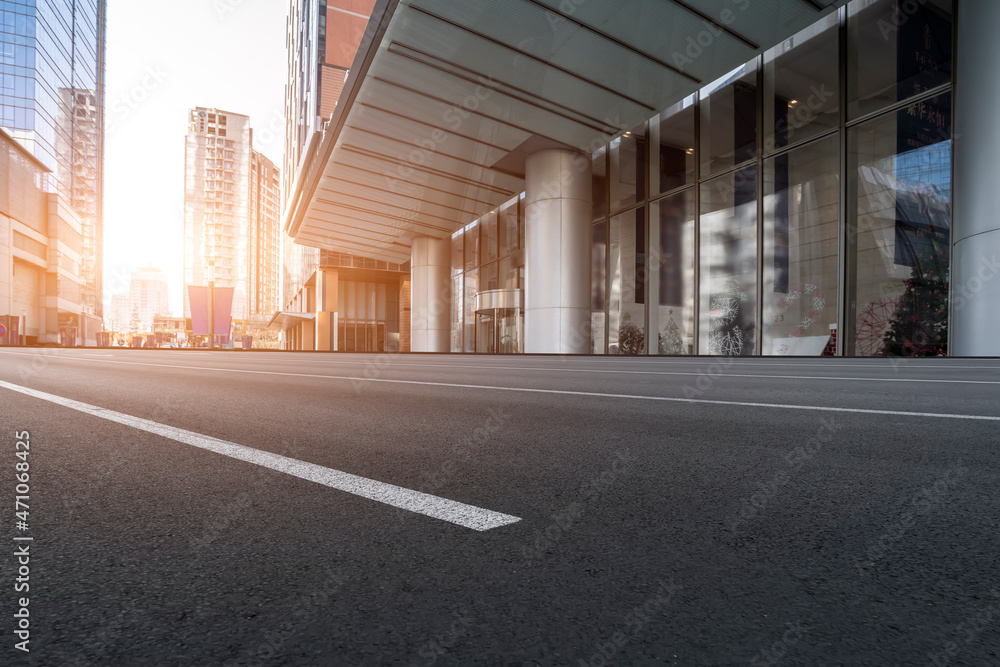 道路地面与城市建筑景观