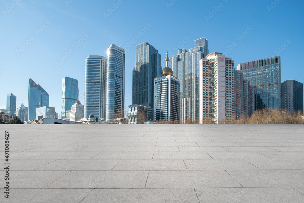 道路地面与城市建筑景观