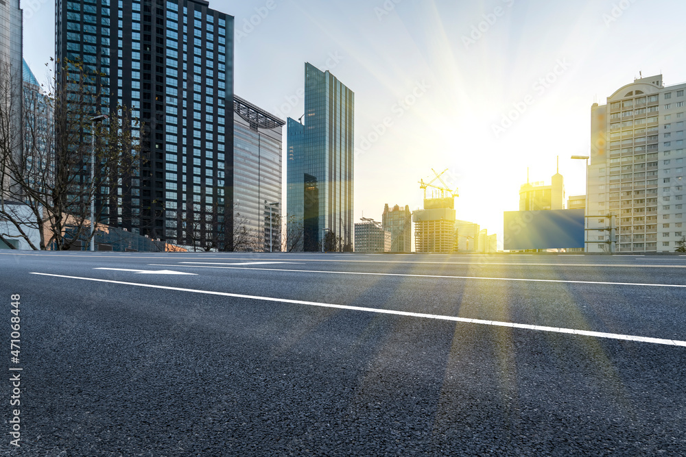 道路地面与城市建筑景观