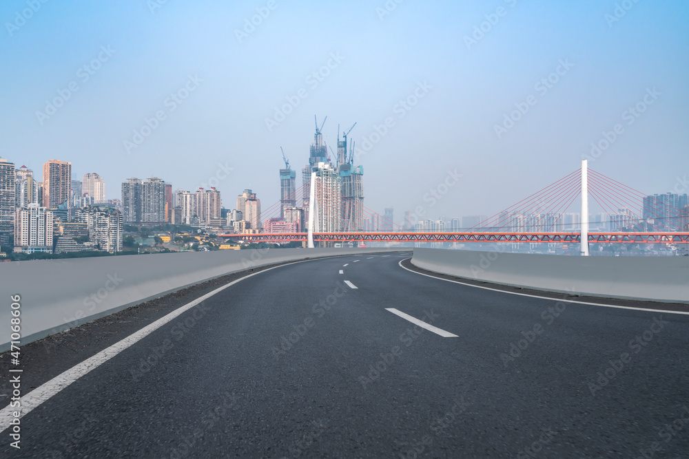 道路地面与城市建筑景观