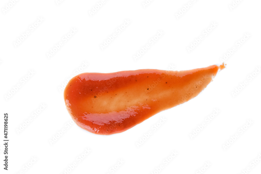 Sample of organic tomato sauce on white background