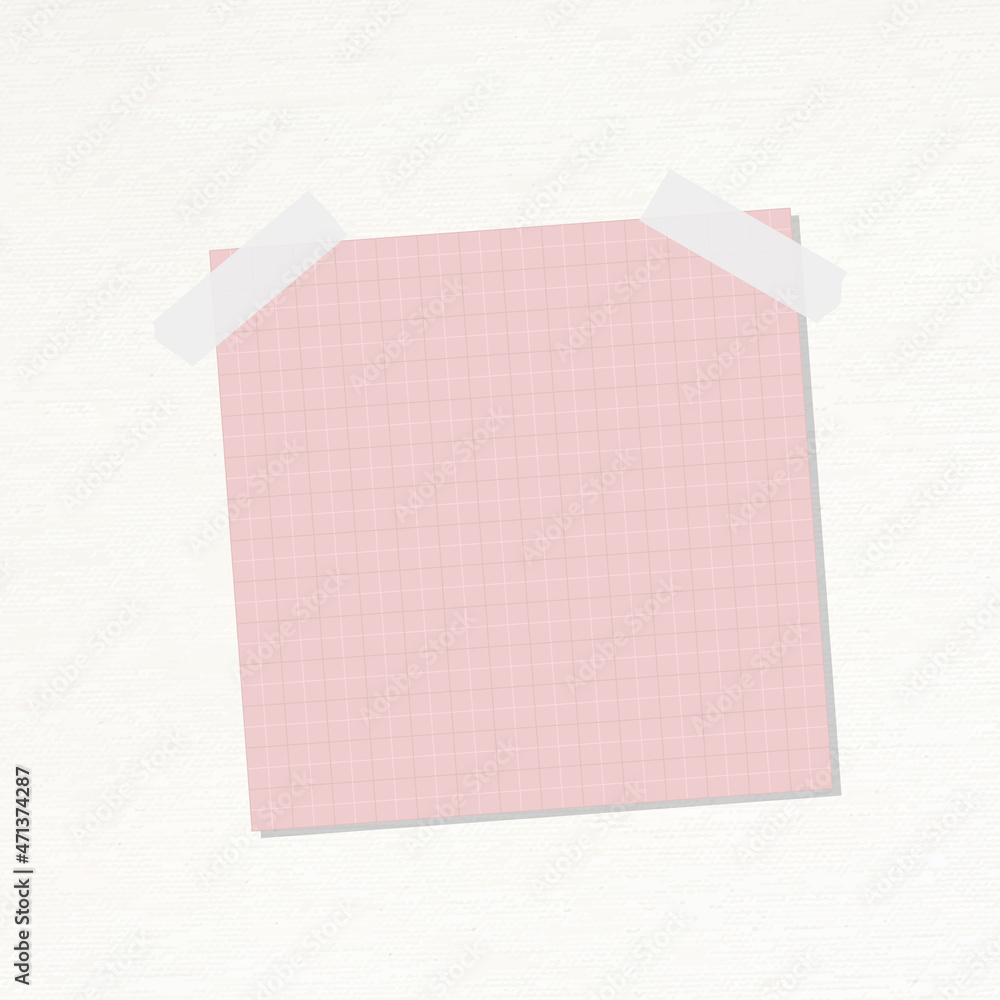 Pastel pink grid notepaper journal sticker vector