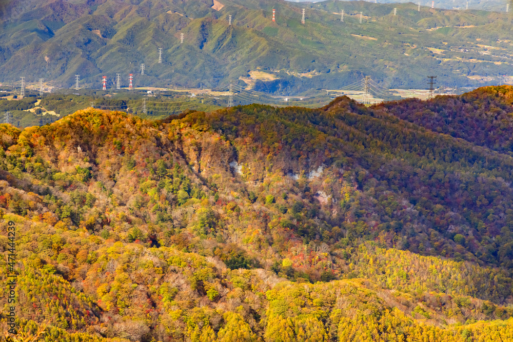 赤城山から見る紅葉した山の景色