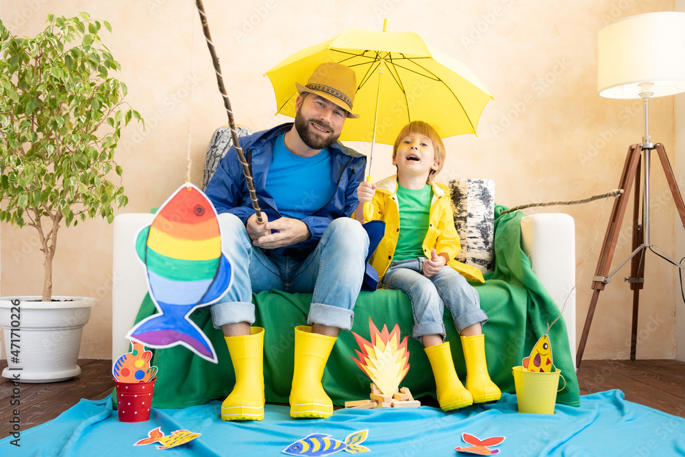 Dad and son enjoy a fishing trip