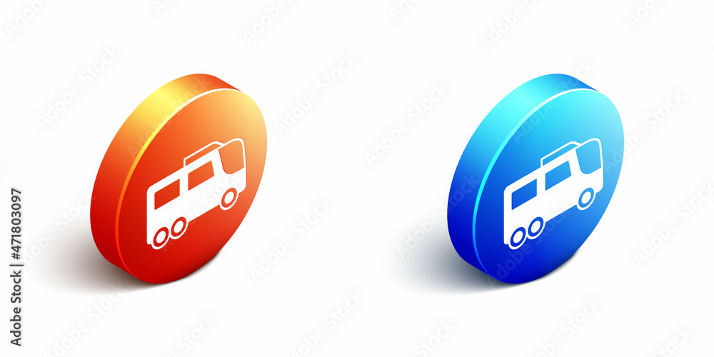 Isometric Bus icon isolated on white background. Transportation concept. Bus tour transport. Tourism