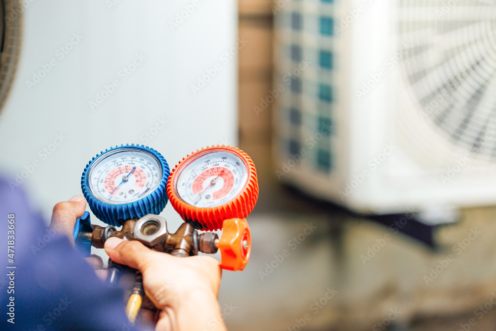 Air Conditioning Technician and A part of preparing to install new air conditioner.