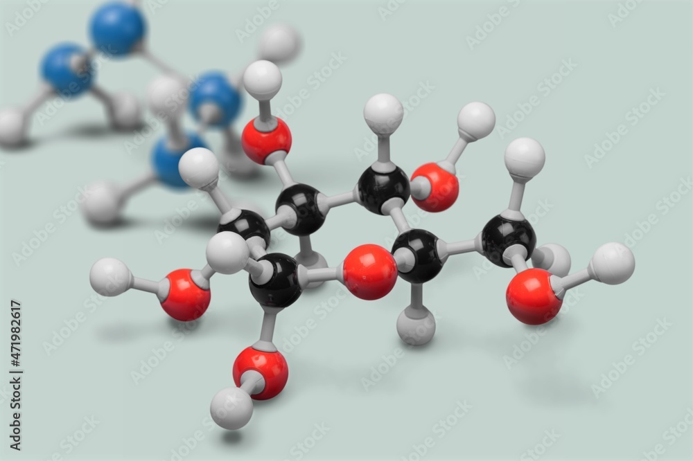 Picture of different greenhouse gases made by molecular model on the background. Chemical formula