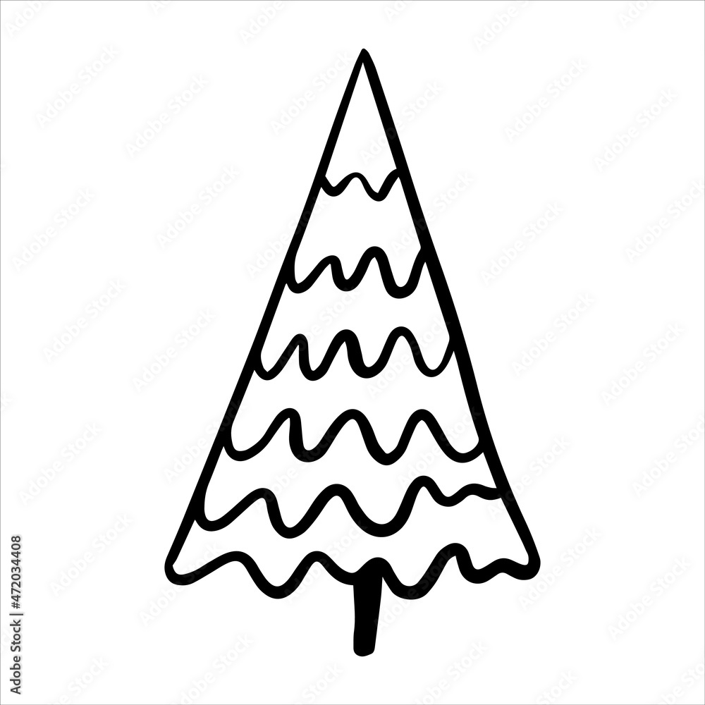 vector drawing in the style of doodle. Christmas tree. simple drawing of an abstract Christmas tree.