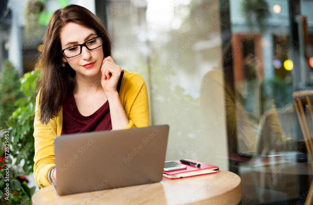 Woman working on her laptop