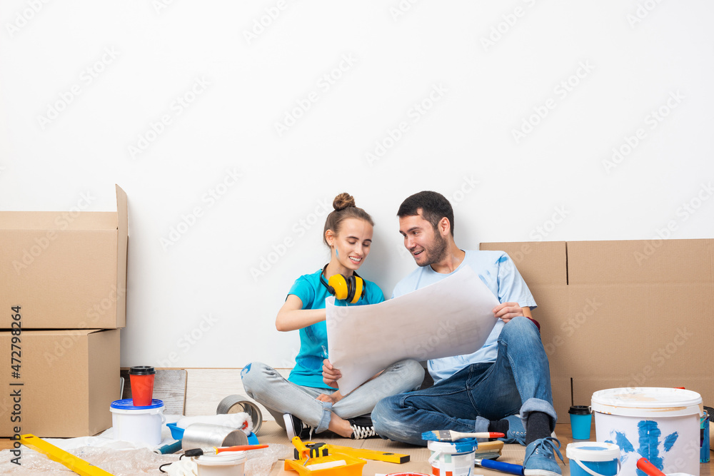 Couple discussing home redesign ideas.