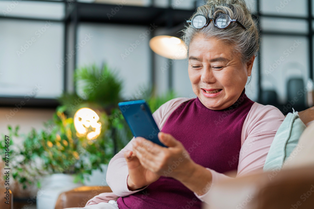 retired senior old asian female casual cloth relax lifestyle on sofa morning weekend,asian female ha