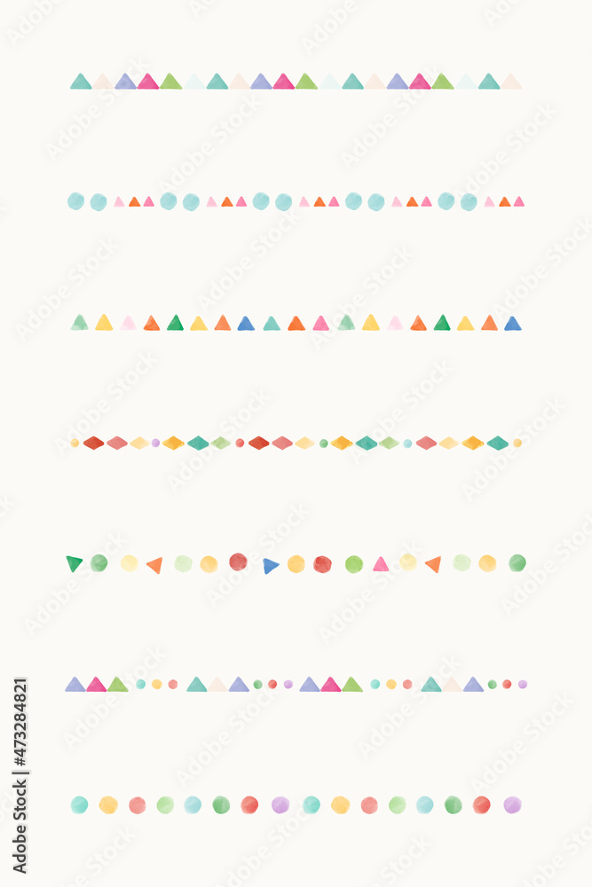 Colorful watercolor line design vector set