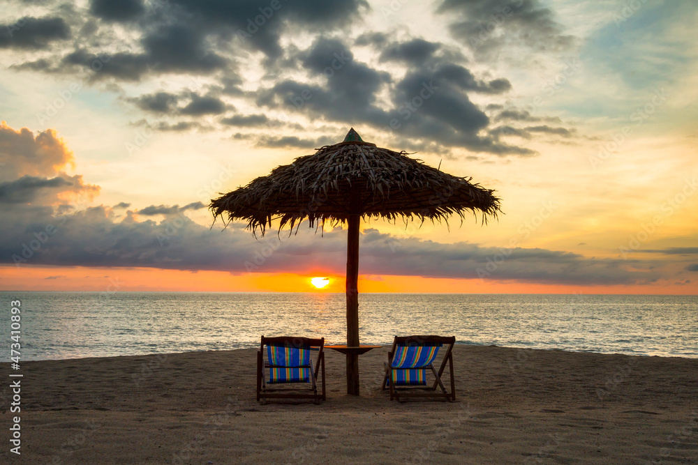 Beautiful sunset on the beach of Andaman Sea, Thailand