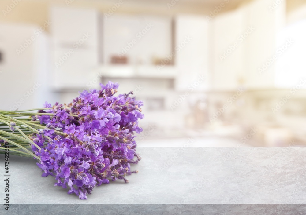 Fresh aroma Lavender flowers on the desk