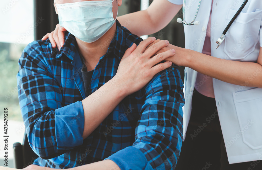 Physiotherapist doing healing treatment on mans arm. arm pain patient, treatment, medical doctor, m