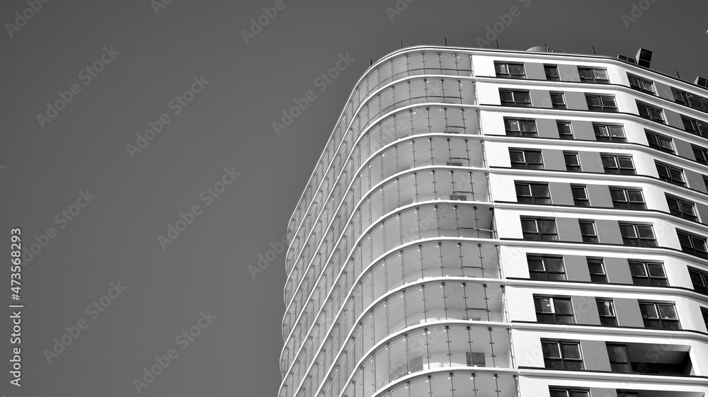 Abstract fragment of contemporary architecture. Residential area in the city, modern apartment build