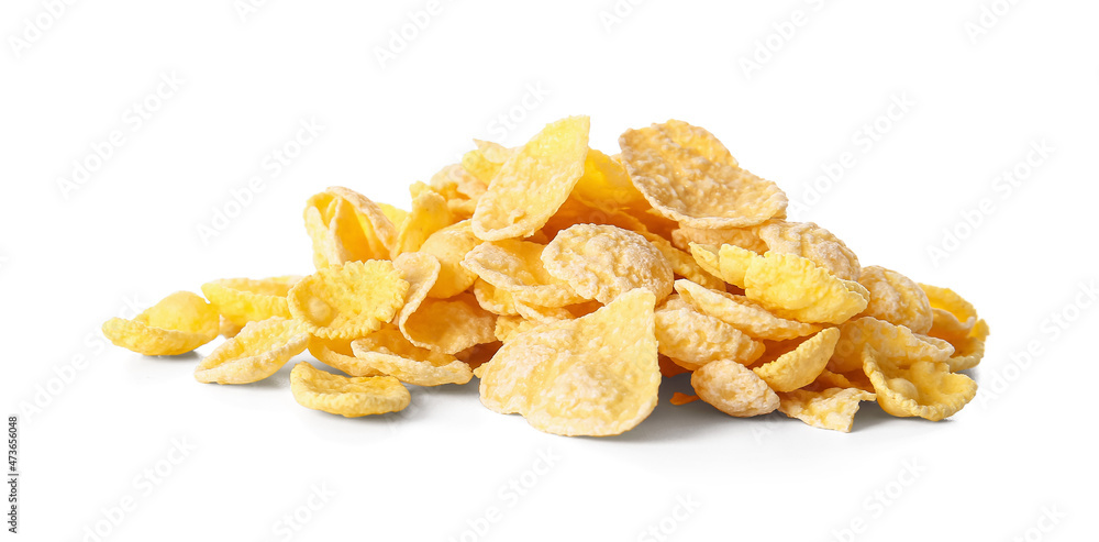 Corn flakes on white background