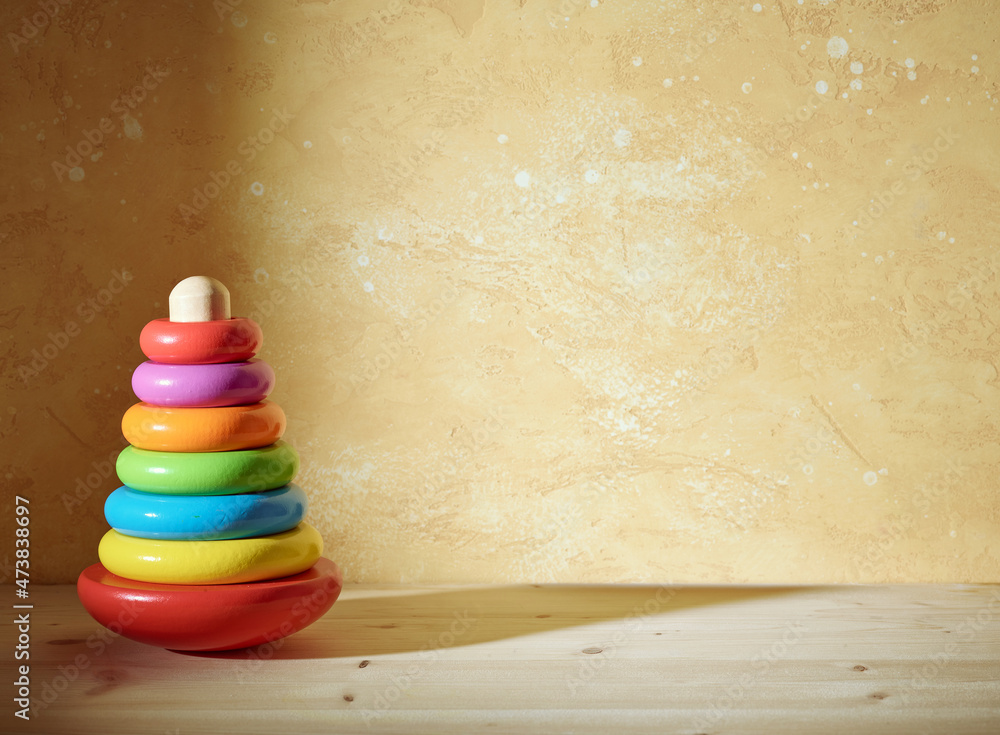 colorful wooden toy pyramid