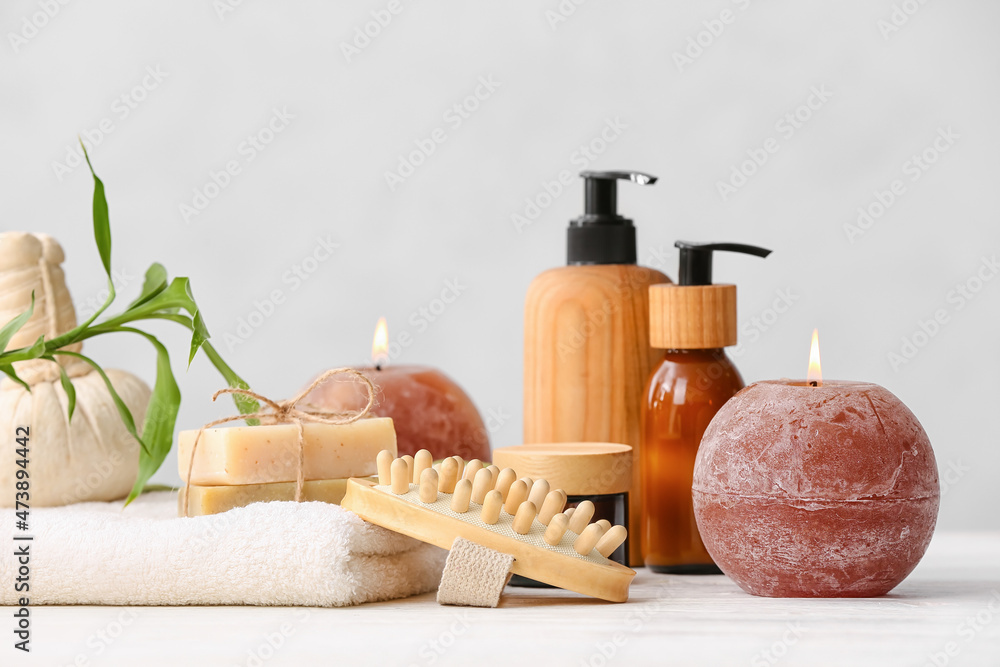 Spa set on light background