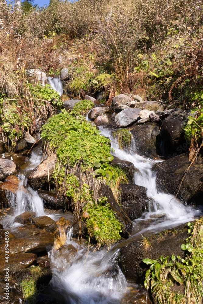 Italian mountain river with clear water.