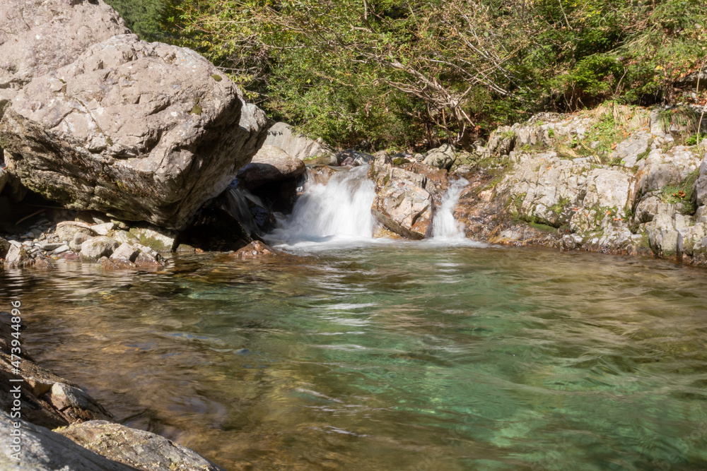 Italian mountain river with clear water.