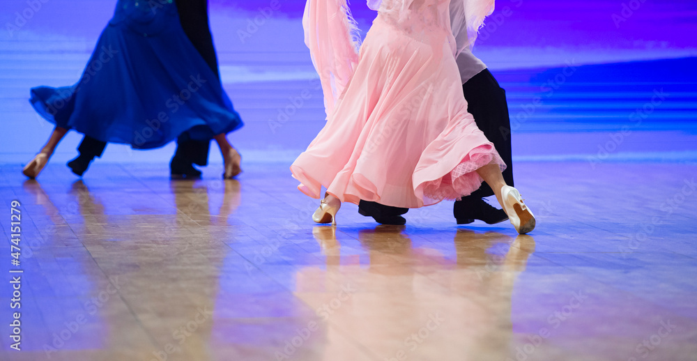 Woman and man dancer latino international dancing. Horizontal sport theme poster, greeting cards, he