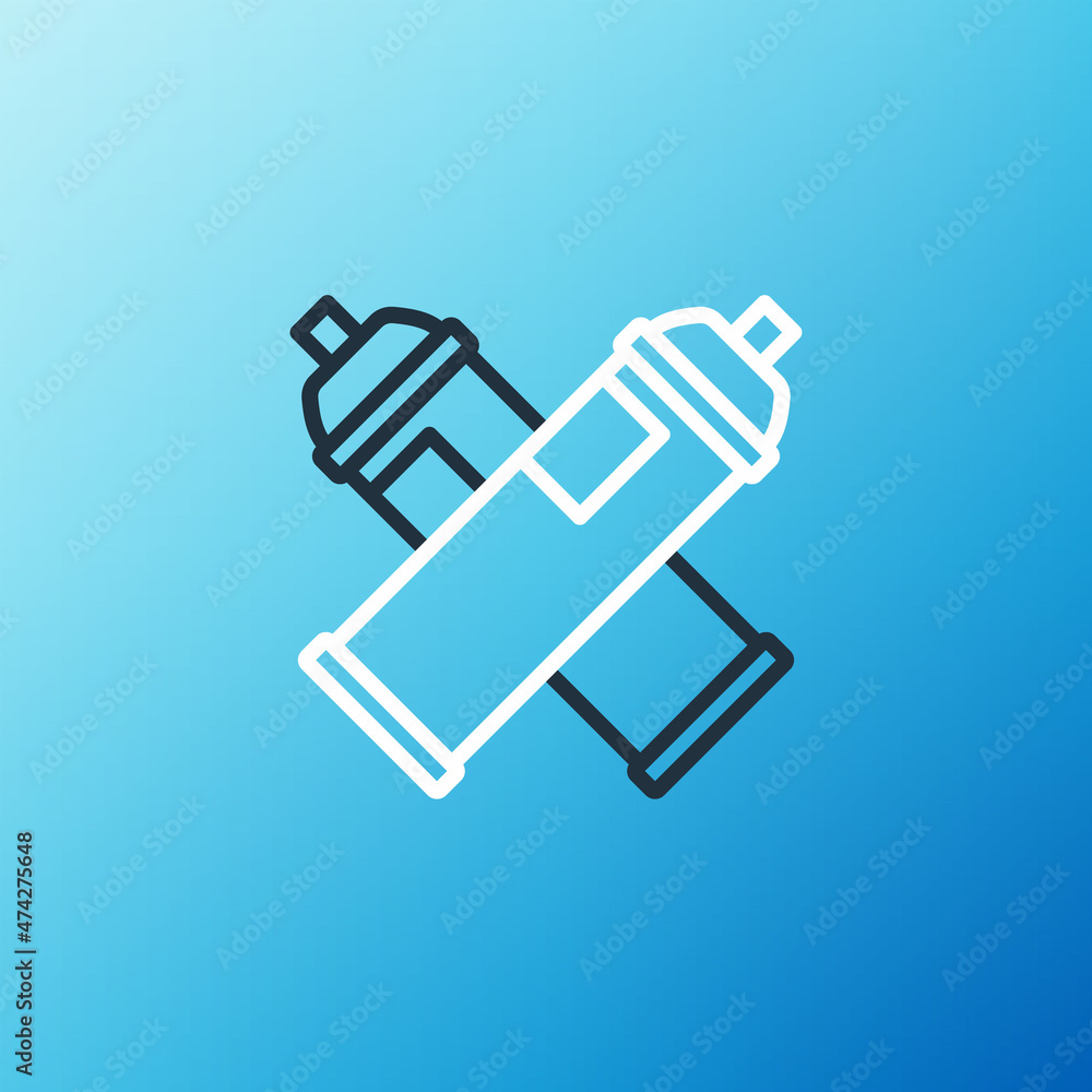 Line Paint spray can icon isolated on blue background. Colorful outline concept. Vector