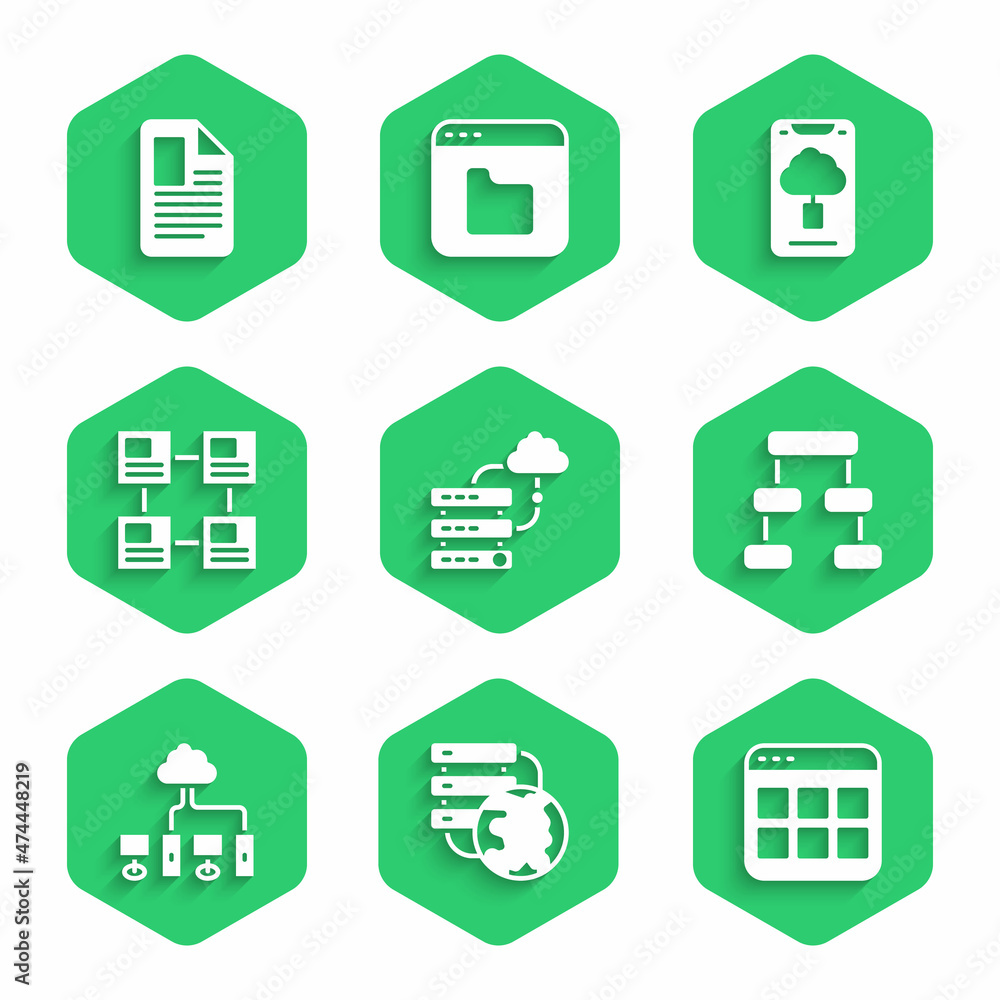 Set Network cloud connection, Browser files, Hierarchy organogram chart, Computer network, Cloud tec