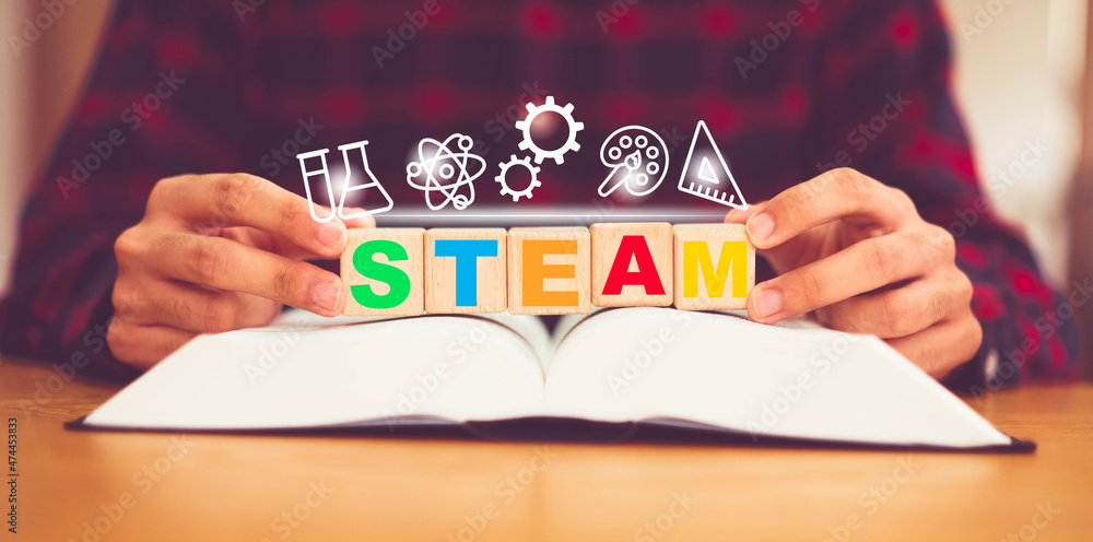 STEAM或STEM。科学、技术、工程、艺术、数学偶像。青少年教育ha