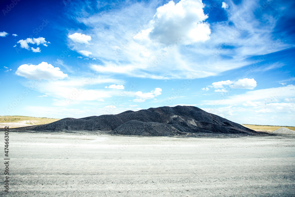 Road in mountains with blue sky