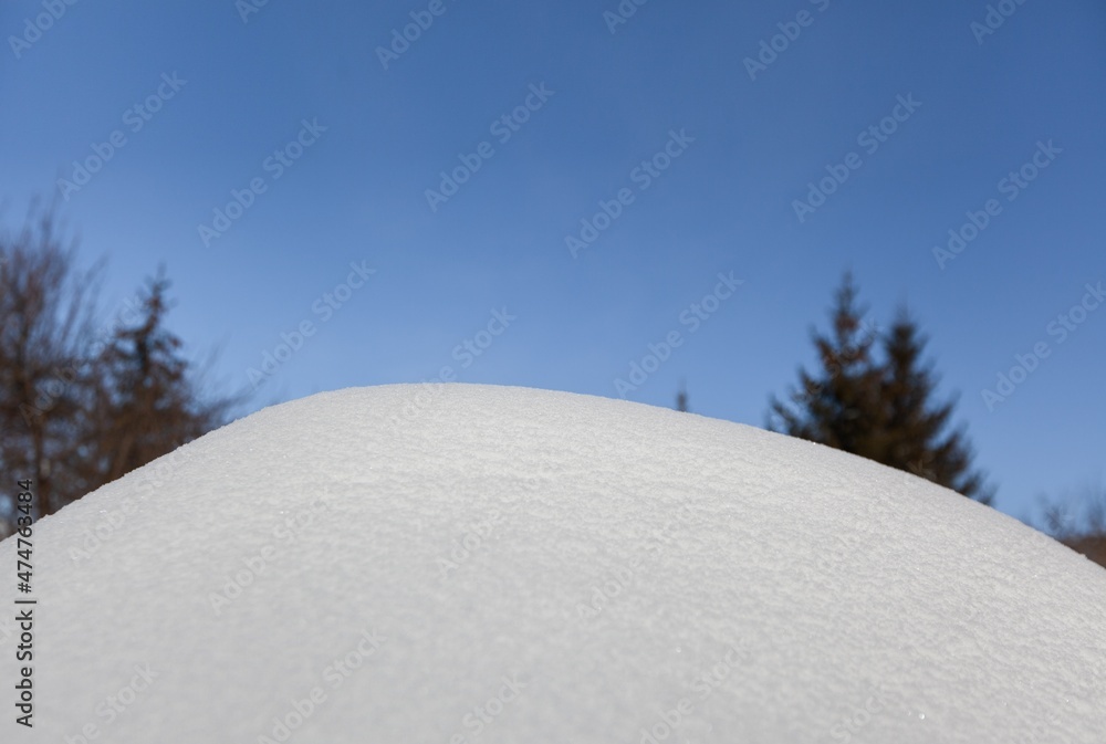 美丽的冬季背景，白色的雪