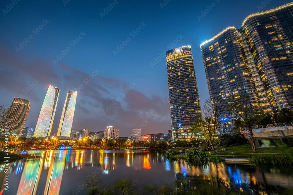 成都CBD建筑景观夜景