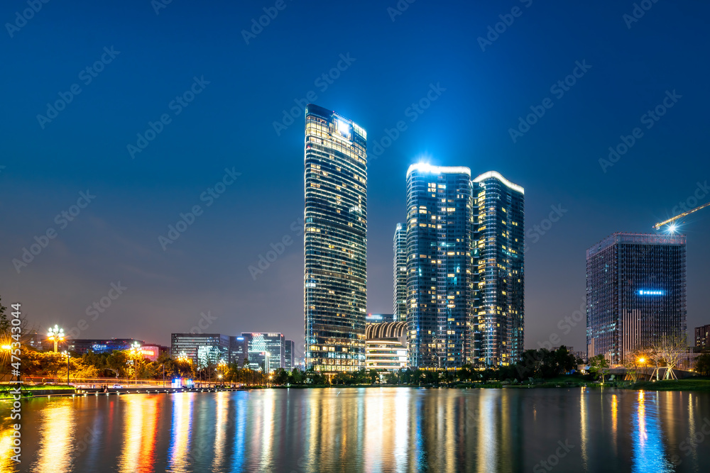 成都CBD建筑景观夜景