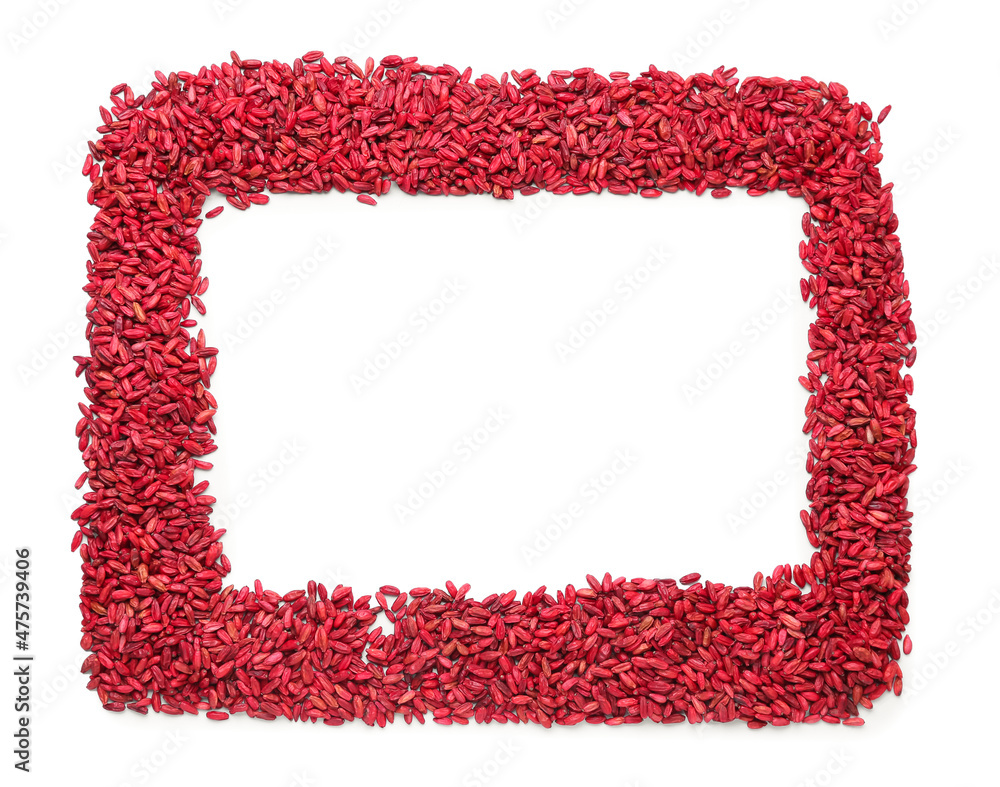 Frame made of dried barberry on white background