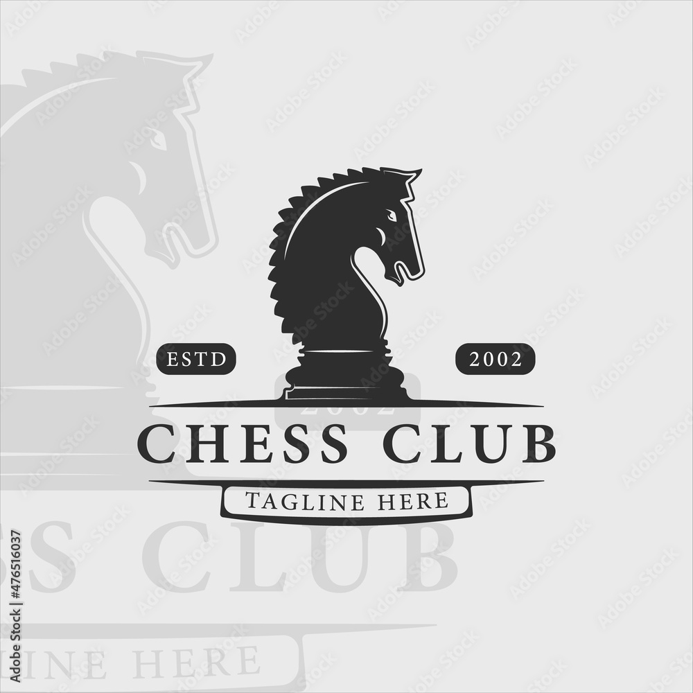 chess and horse logo vintage vector illustration template icon graphic design. knight retro sign or 