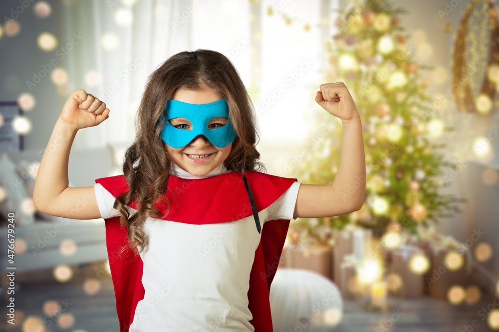 Christmas. Child waiting for Christmas decorating Christmas tree. winter holidays