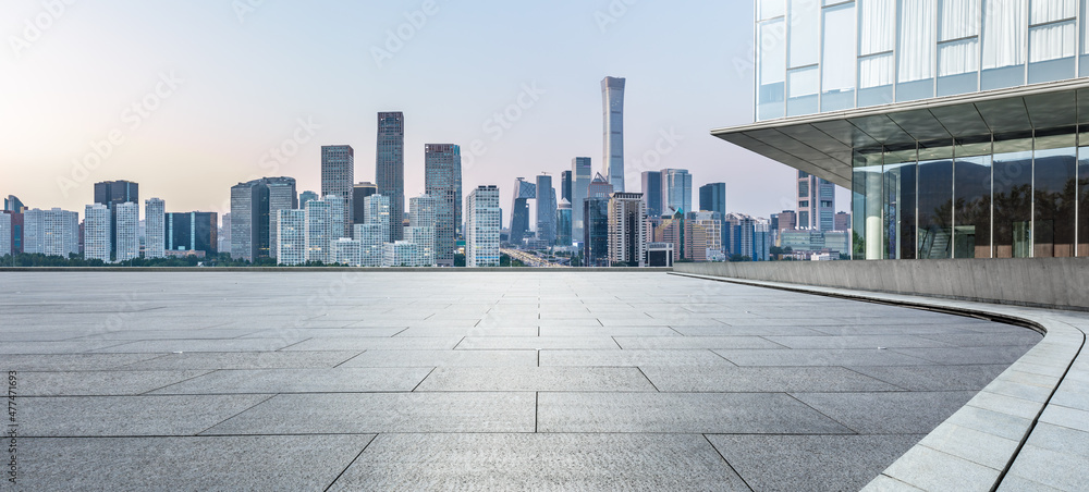 北京的全景天际线和空平方层的现代商业写字楼