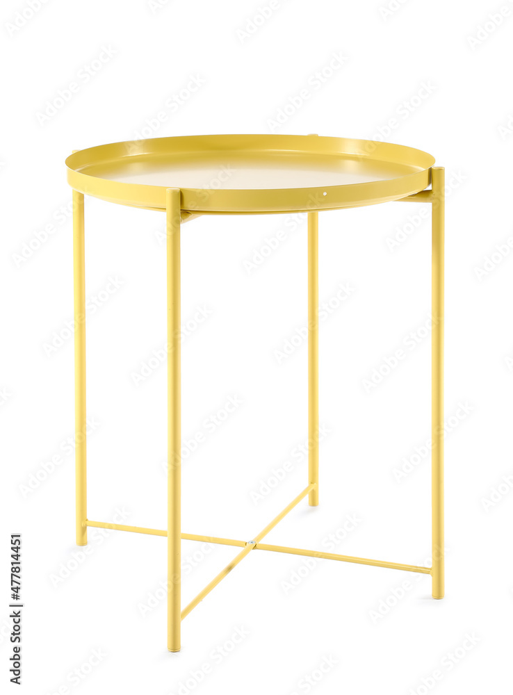 Yellow coffee table on white background