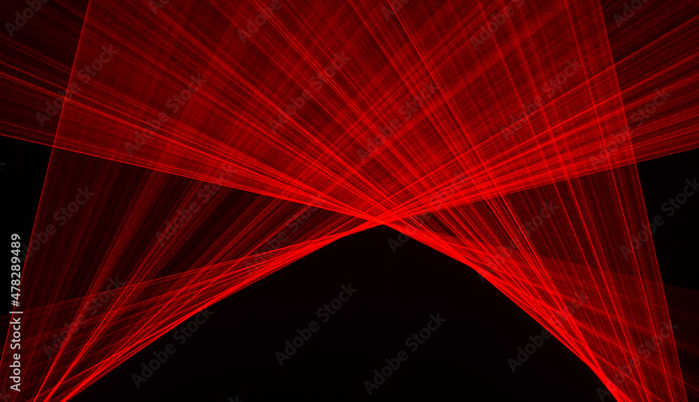 Abstract red lines drawn by light on a black background