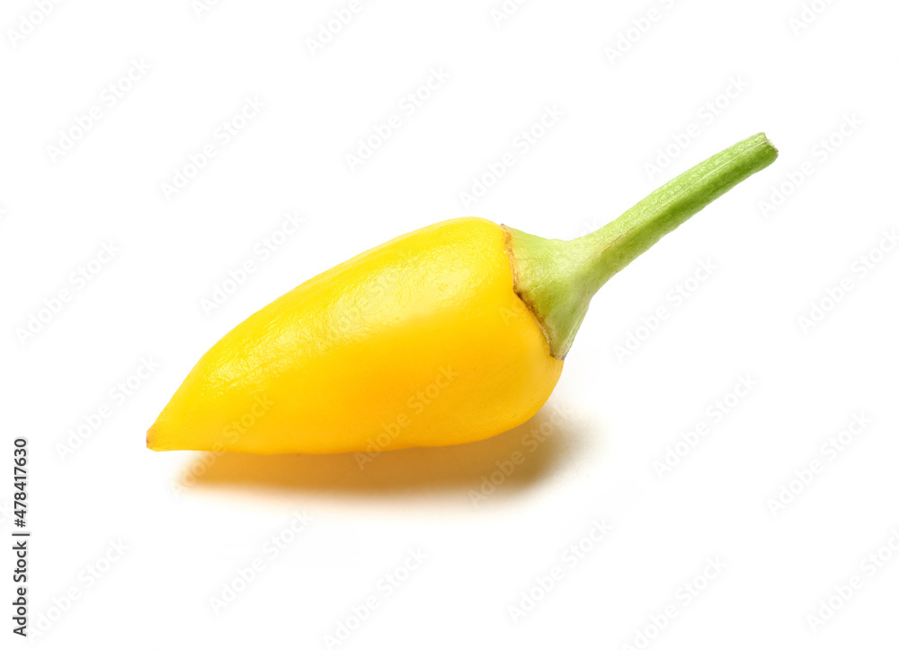 Fresh raw yellow pepper on white background