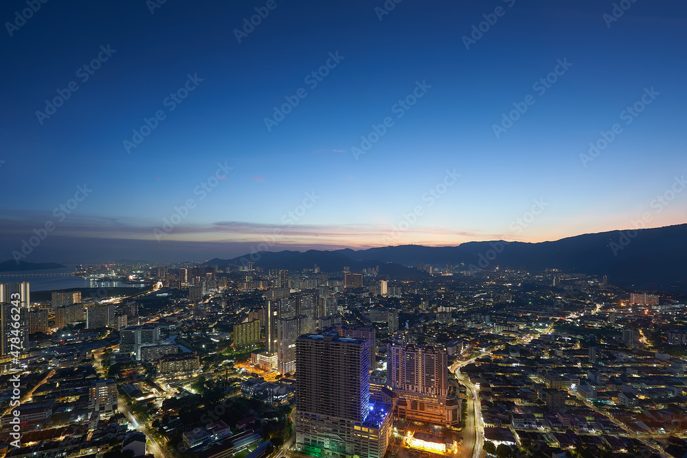 城市夜景鸟瞰图