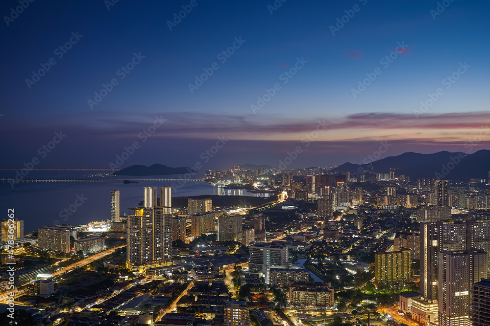 城市夜景鸟瞰图