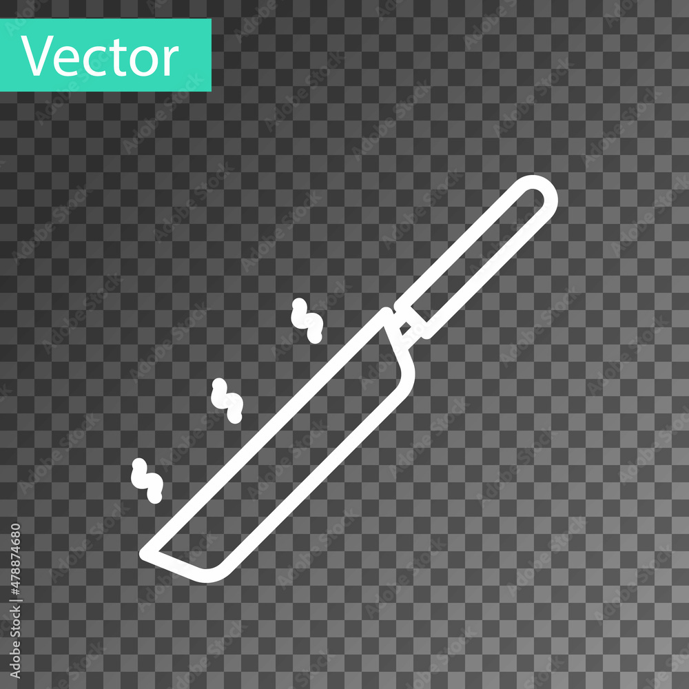 透明背景上隔离的白线煎锅图标。油炸或烘焙食品符号。矢量照明