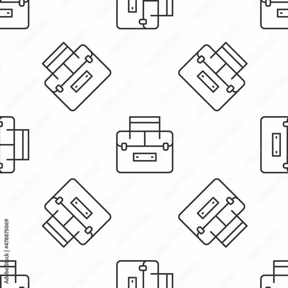 用于摇摆器和渔具打捞设备的灰色线箱或盒形容器图标隔离无缝图案