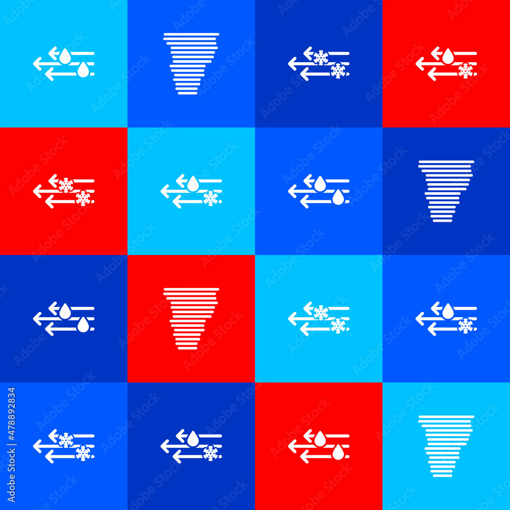 设置风雨、龙卷风、雪和图标。矢量