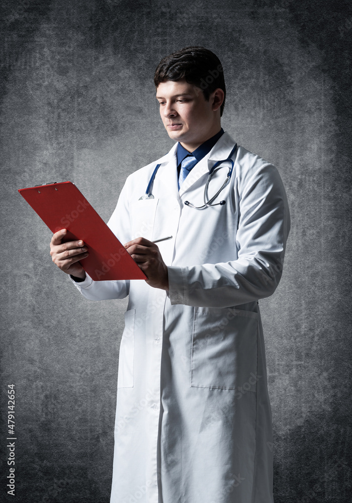 Doctor with tablet for documents