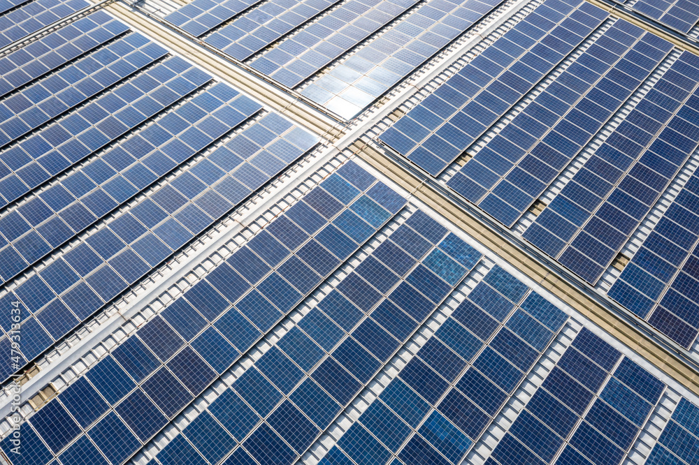 solar power station on factory rooftop