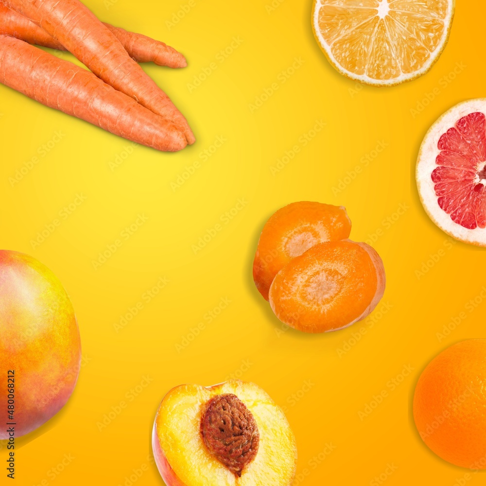 Creative background with fresh ripe fruits. Food concept.