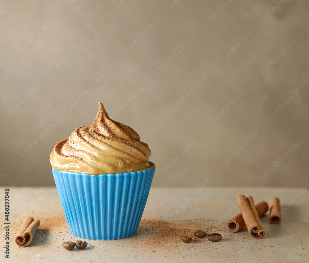 whipped caramel and coffee mousse dessert