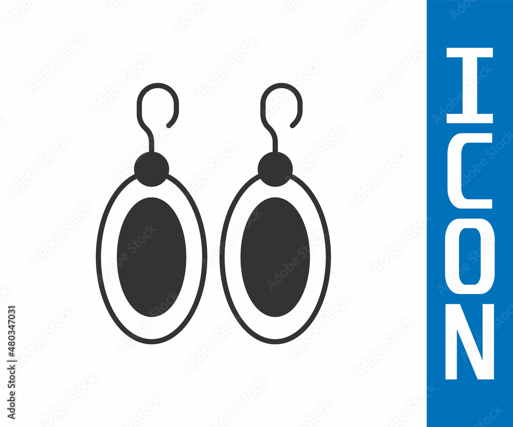 Grey Earrings icon isolated on white background. Jewelry accessories. Vector